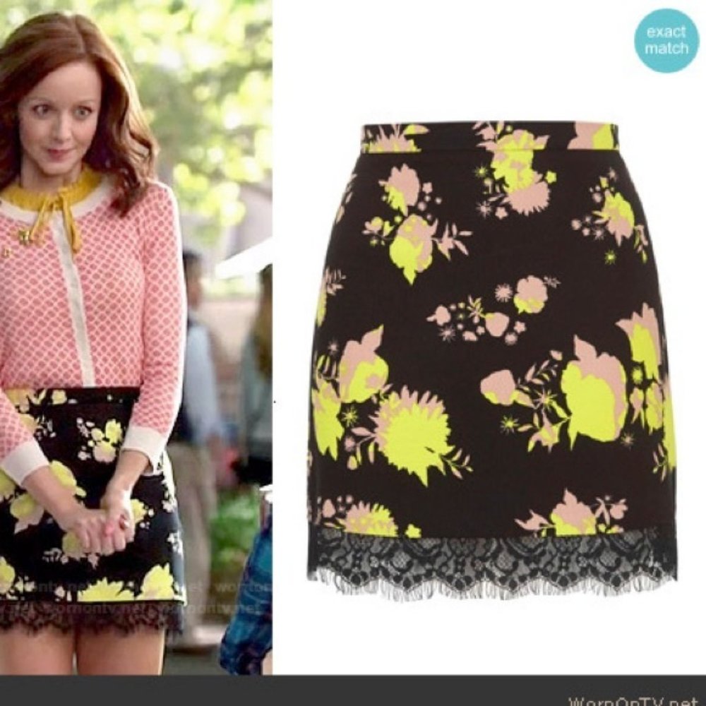 Topshop Floral and Lace Skirt